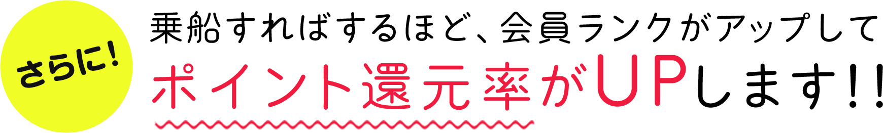 さらに！乗船すればするほど、会員ランクがっプしてポイント還元率がUPします！！